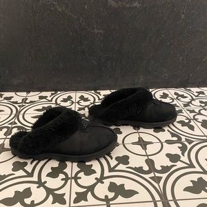 UGG Coquette Black Suede Sheepskin Slippers size 9